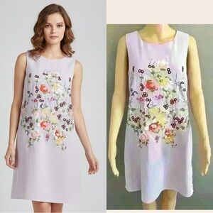 Tristan Floral Embroidery Boho Artsy Feminine Sleeveless A Line Midi Dress Small